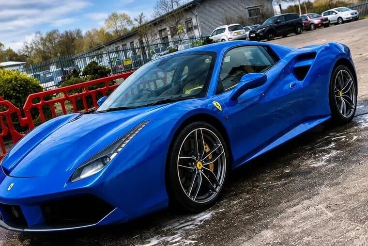 Blue Ferrari supercar
