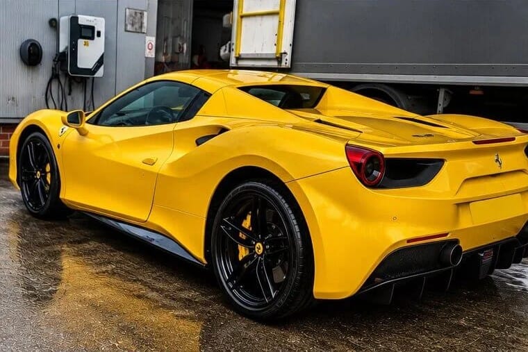 Yellow Ferrari supercar