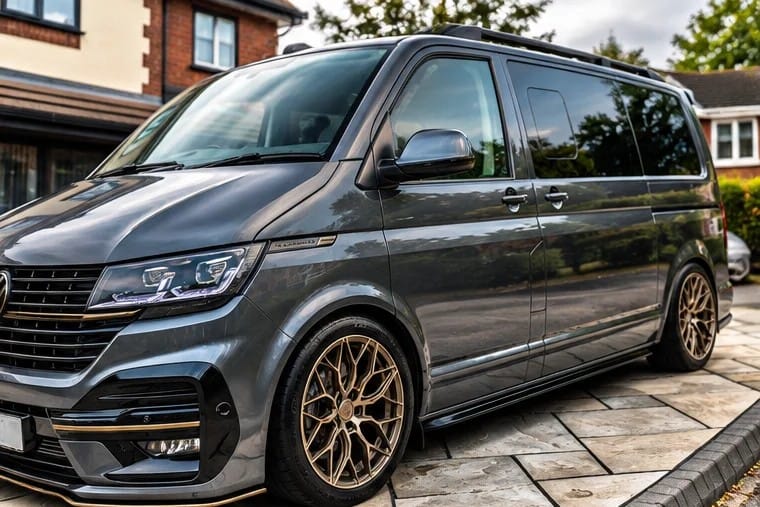 Grey Volkswagen Transporter with bronze alloy wheels